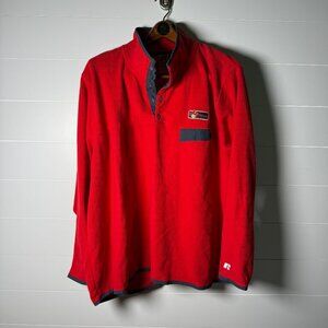 VINTAGE Herbie Husker Russell Fleece Sweatshirt Quarter Snap 3XL Red Nebraska